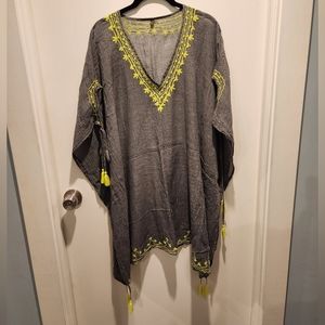 2 Chic brand long swim coverup or top, one size, grey and neon yellow